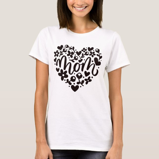 Mama Herz Blume T - Shirt (Vorderseite)