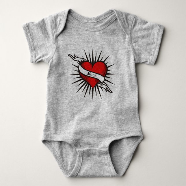 Mama Herz Bodysuit Baby Strampler (Vorderseite)