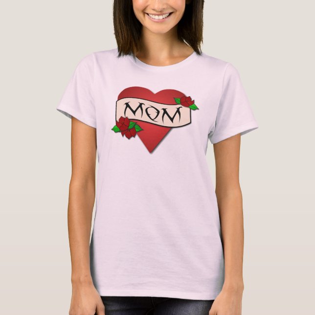Mama Herz Tätowierung T - Shirt (Vorderseite)