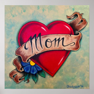 "Mama" Herz Tattoo Art Poster Print