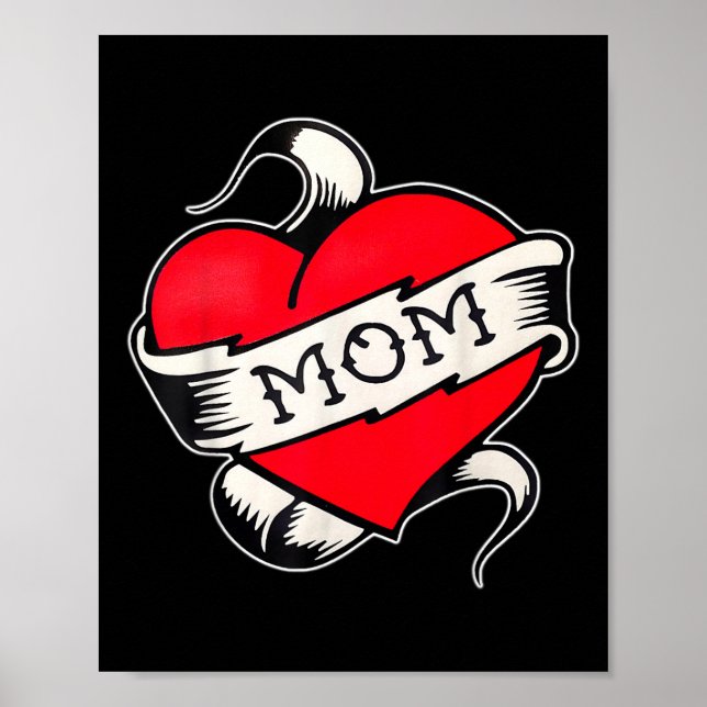 Mama Herz Traditionelle Altschule Tattoo Flash Poster (Vorne)