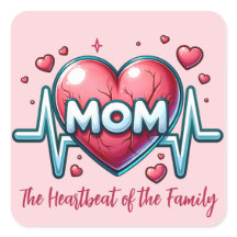 Mama Herzschlag der Familie mit rotem Herzen