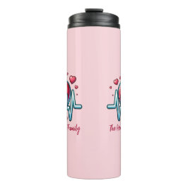 Mama Herzschlag der Familie mit rotem Herzen Thermosbecher
