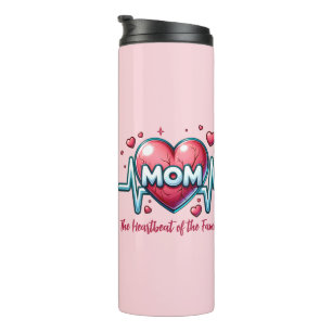 Mama Herzschlag der Familie mit rotem Herzen Thermosbecher