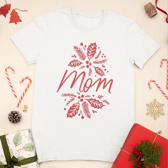 Mama Holly Berry Red Holiday T-Shirt (Von Creator hochgeladen)