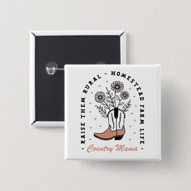 Mama Homemaker-Zitate von Country Mama Button (Vorne & Hinten)
