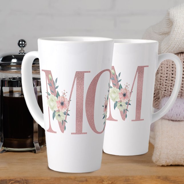 MAMA Hübsch Pink Floral Letter Typografy Milchtasse (Von Creator hochgeladen)