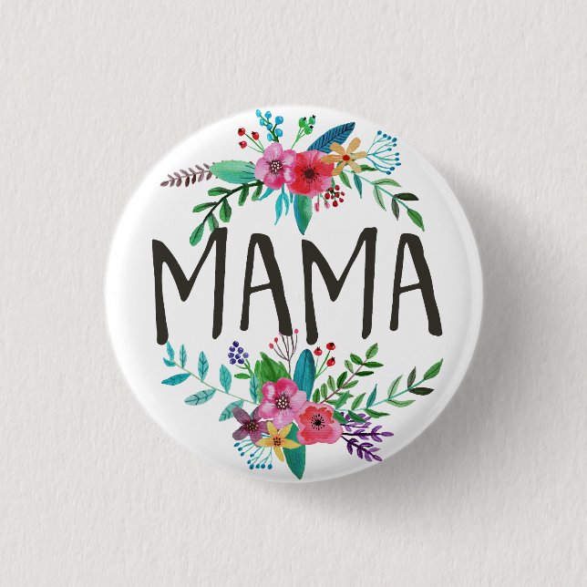 Mama, Hübscher und niedlicher boho blumenbotanisch Button (Vorderseite)