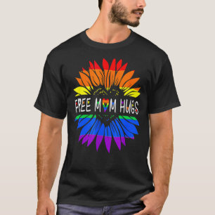 Mama Hugs Daisy Rainbow Blume Hippie Gay Prid T-Shirt