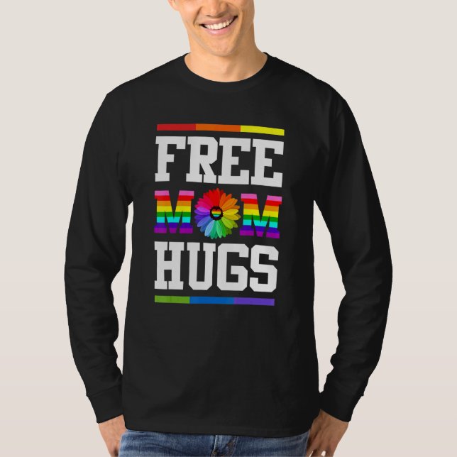 Mama Hugs Gay Pride LGBT Daisy Rainbow Blume T-Shirt (Vorderseite)