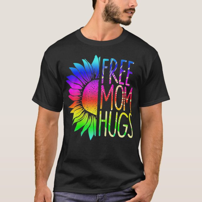Mama-Hugs LGBT Rainbow Sonnenblume T-Shirt (Vorderseite)