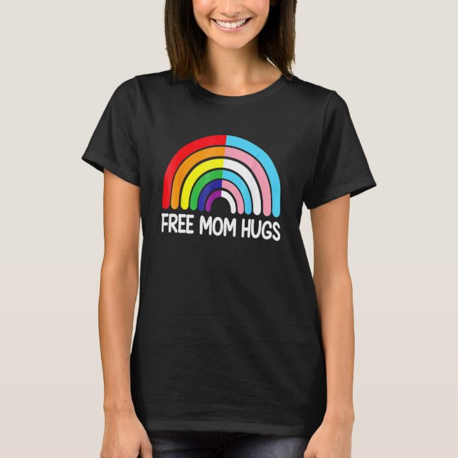 Mama Hugs Rainbow Transgender Flag Lgbtq Gay P T-Shirt (Vorderseite)