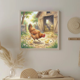 Mama Huhn und Küken-Kinderzimmer Poster