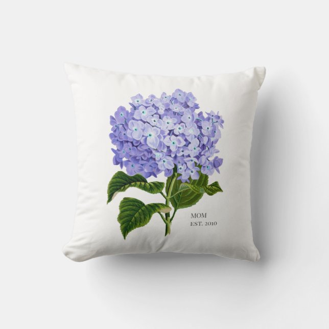 Mama Hydrangea Botanischer Blumenwirbel Kissen (Vorderseite)