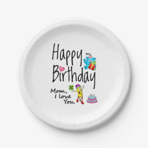Mama I Liebe dich. Herzlichen Glückwunsch zum Geb Pappteller