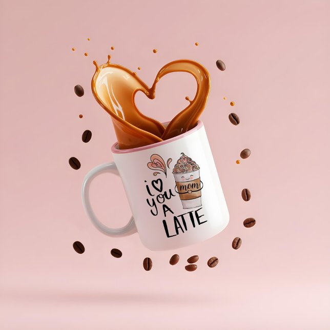 Mama I Liebe Sie einen Niedlichen Muttertag Kawaii Zweifarbige Tasse (Mom I Love You A Latte Cute Kawaii Mother's Day Two-Tone Coffee Mug)