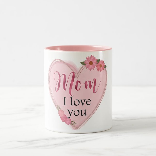 Mama I Liebe Sie/Herz Zweifarbige Tasse (Mittel)