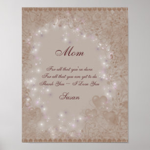 Mama I Liebe Sie Sepia Hearts Personalisiert Poster