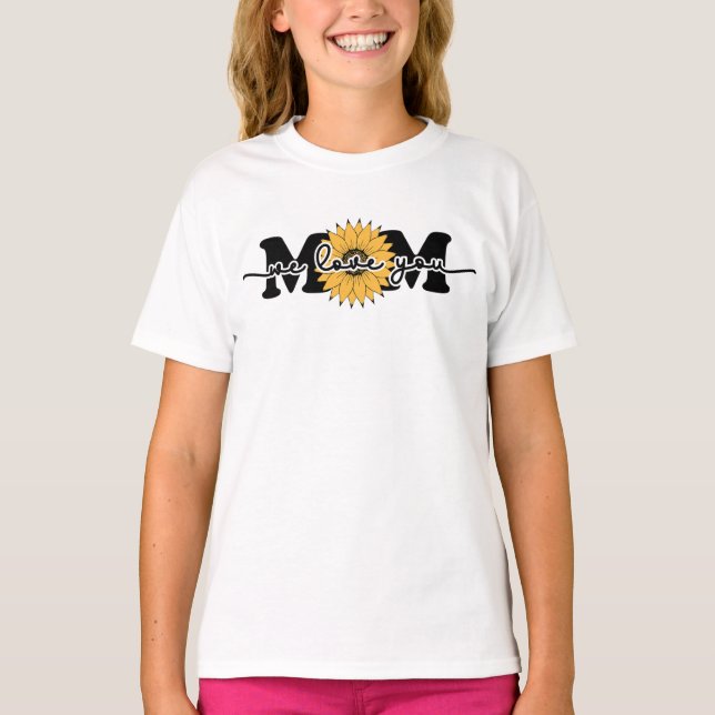 Mama I Liebe Sie Sonnenblumensublimation-43250 T-Shirt (Vorderseite)