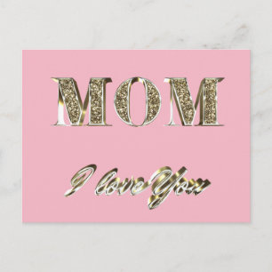 Mama I Liebe You Gold Look Typografie Elegant Postkarte