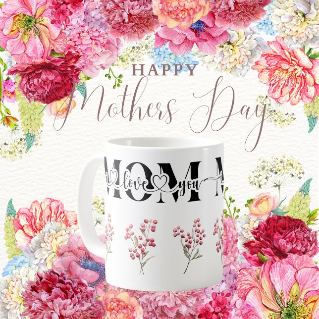 Mama I Liebe You Red Berries Kaffeetasse (Mom I Love You Red Berries Coffee Mug)