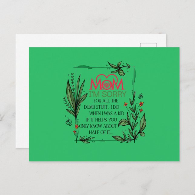 Mama, ich entschuldige mich für all die dummen Sac Postkarte (Vorne/Hinten)