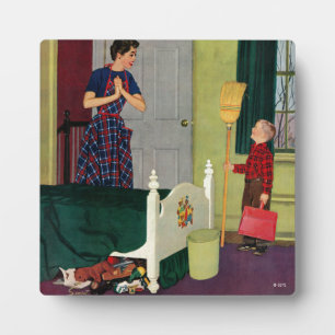 Mama, ich habe mein Zimmer sauber gemacht! Fotoplatte