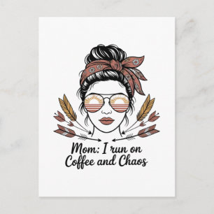 Mama ich laufe mit Kaffee und Chaos Ankündigungspostkarte