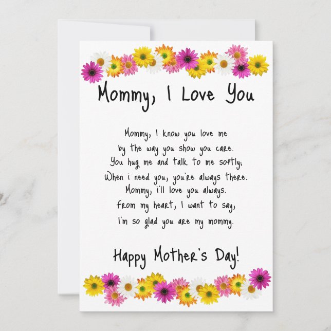 Mama, ich Liebe dich Feiertagskarte (Vorderseite)