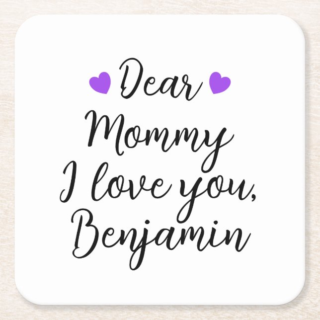 Mama, ich Liebe dich Rechteckiger Pappuntersetzer (Vorderseite)