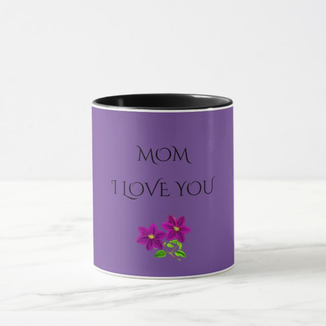 "MAMA" Ich LIEBE IHNEN violette Blumen zwei tonisi Tasse (Zentrum)