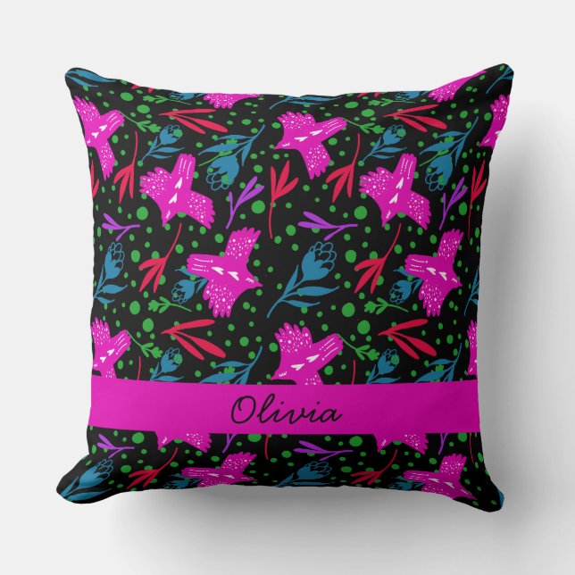 Mama illustration boho print birds and flowers kissen (Vorderseite)