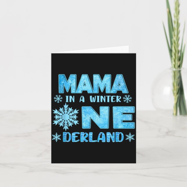 Mama In A Winter Onederland Bday Girl Sweet Snowfl Karte (Vorderseite)