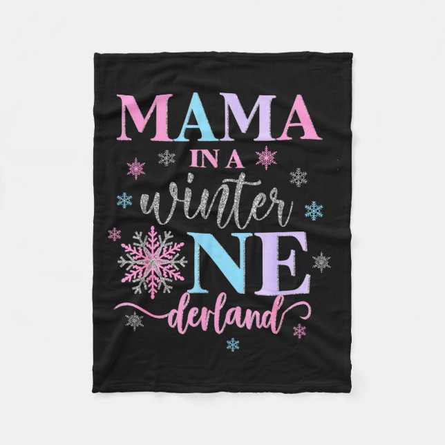 Mama In A Winter Onederland Birthday Girl Sweet Sn Fleecedecke (Vorderseite)