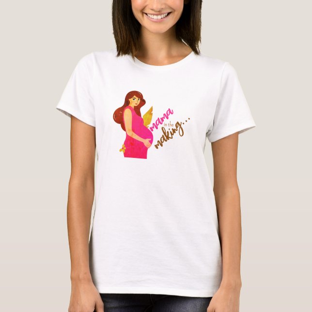 Mama in der sich herausbildenden schwangeren Mama T-Shirt (Vorderseite)