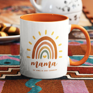 Mama Individuelle Name Boho Earth Tone Rainbow Sun Tasse