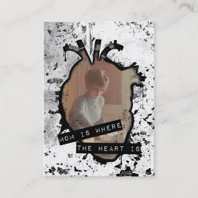 Mama ist da, wo das Herz ist Telefonnummerkarte (Vorderseite)