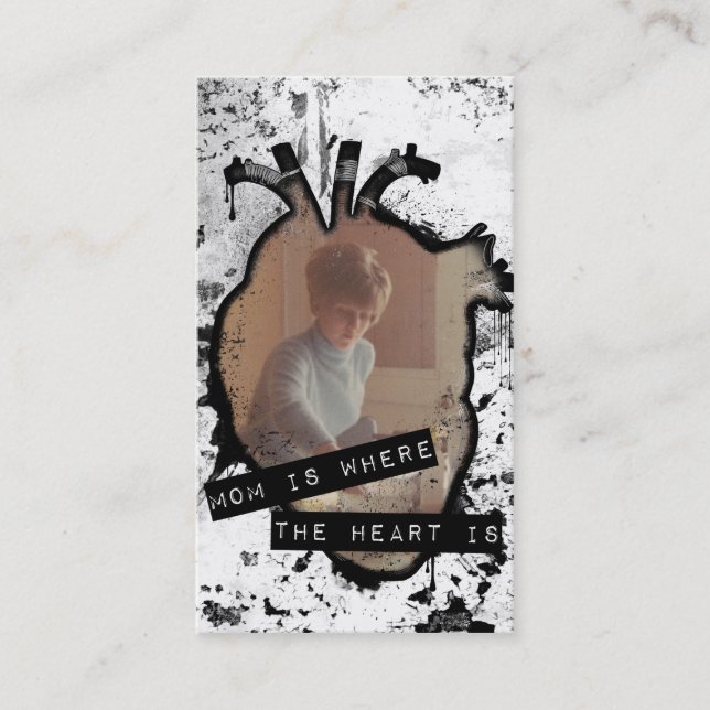 Mama ist da, wo das Herz ist Telefonnummerkarte (Vorderseite)