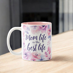 Mama ist das beste Leben   Aquarellfarbene Mama Zweifarbige Tasse