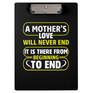 Mama ist die Liebe einer Mutter, die niemals endet Klemmbrett