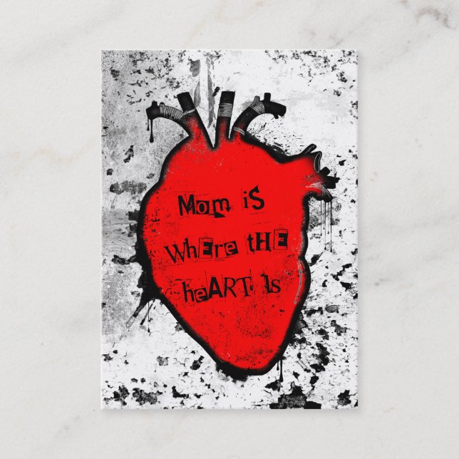 Mama ist dort, wo das anatomische Herz ist Telefonnummerkarte (Vorderseite)