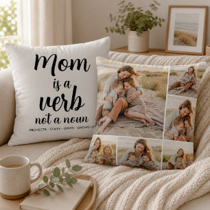 Mama ist ein Verb Schwarze Schrift Sechs-Foto-Coll Kissen