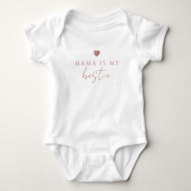 Mama ist mein Bestie Glam Baby Bodysuit mit Herz Baby Strampler (Vorderseite)