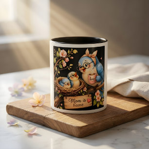 Mama ist zu Hause Schwarze Tasse Vogel Geschenk