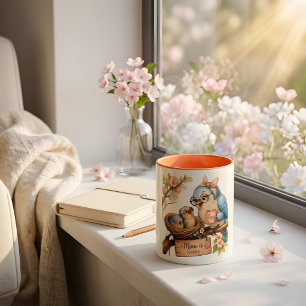 Mama ist zu Hause Süßer Vogel Kaffeebecher für Mam Zweifarbige Tasse