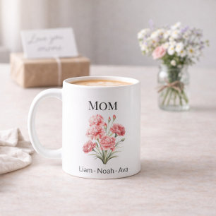 Mama Januar-Geburtsblume mit Kindernamen Kaffeetasse