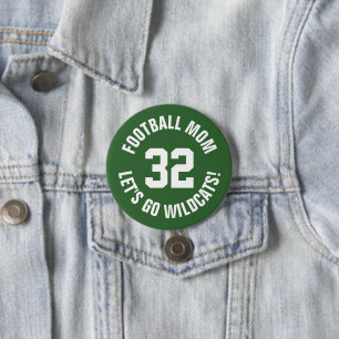 Mama Jersey: Green and White Football Button