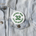 Mama Jersey: Green and White Football Button<br><div class="desc">Freuen Sie sich auf Ihr Lieblings-Sportteam, Ihren Fußballspieler oder zeigen Sie einfach Ihren Schulstolz mit einem personalisierten Spirituosenknopf! Fügen Sie Ihren Schulnamen hinzu oder personalisieren Sie ihn mit einem Spielernamen und Jersey-Nummer. Ideal für Fußball, Basketball, Baseball und Fußball! Erstellen Sie individuelle Buttone für das ganze Team, Cheerleader, Eltern und Geschwister,...</div>