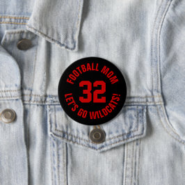 Mama Jersey Nummer: Black and Red Football Button