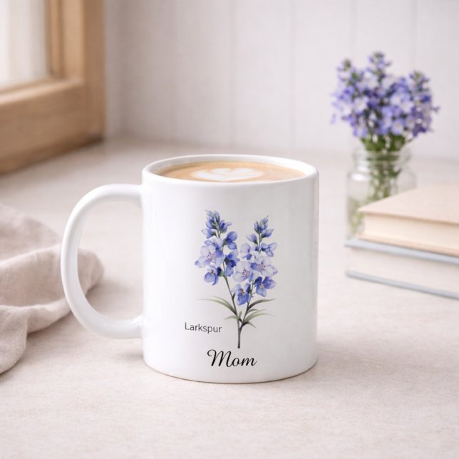 Mama Juli Geburtsblume Rittersporn Kaffeetasse (Von Creator hochgeladen)